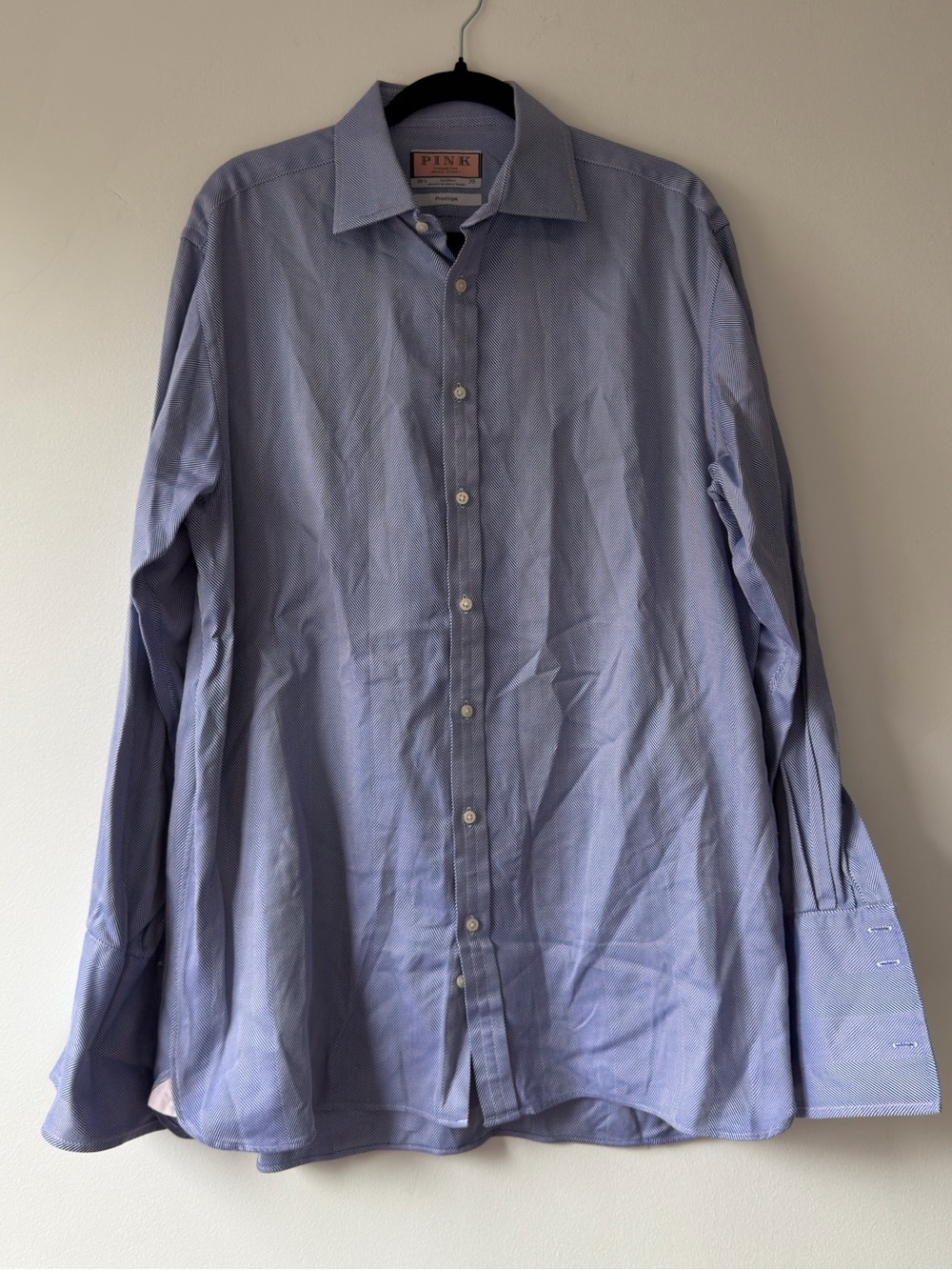 Thomas Pink Men's Sky Blue Spread Collar Dress Shirt